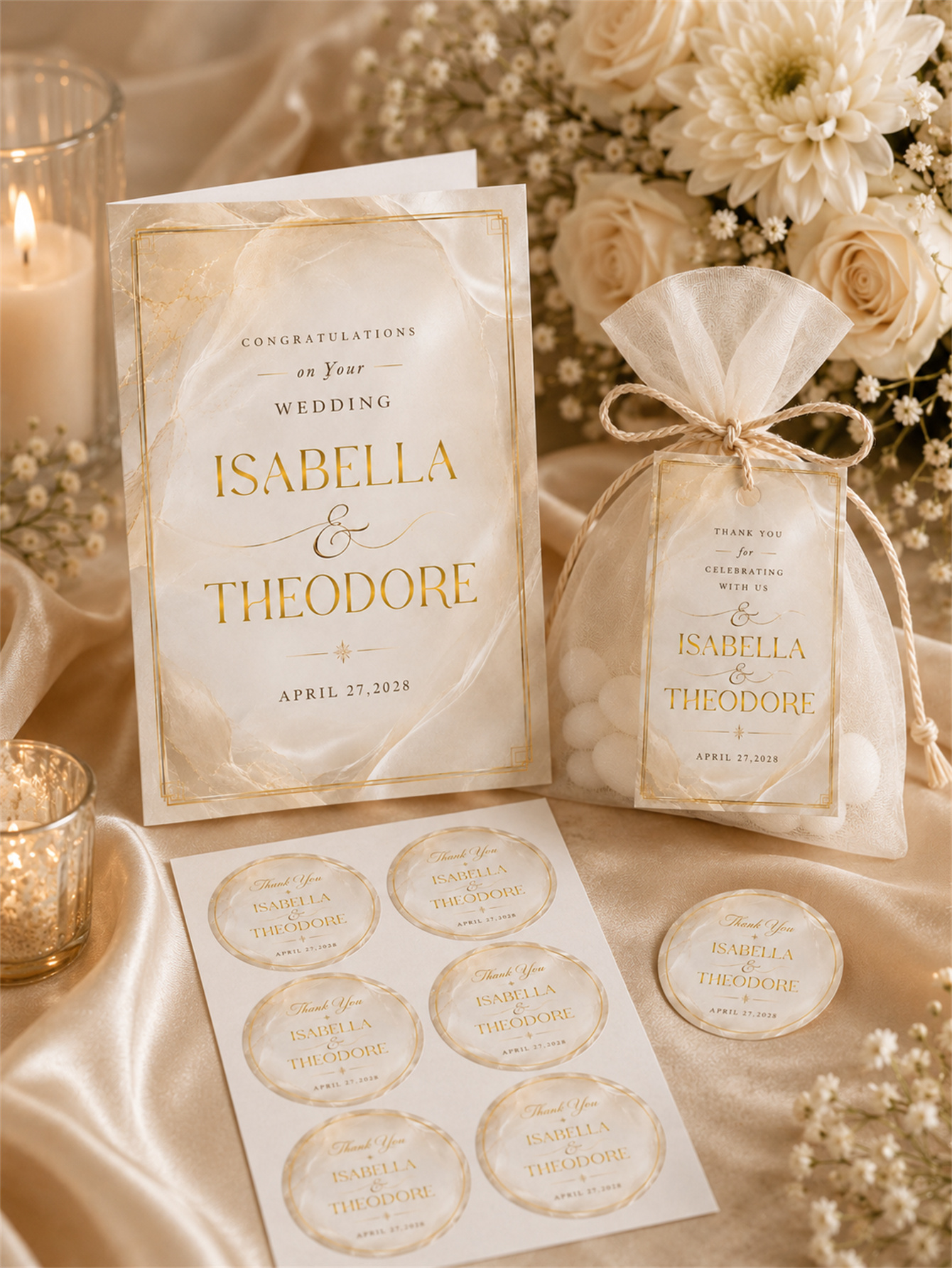 Customized luxurious marble gold wedding decorations - suitable for ceremony and banquet decoration